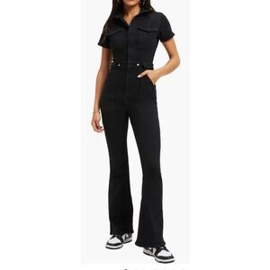 Good American Fit For Success Black Denim Jumpsuit One Piece Women's Size 0